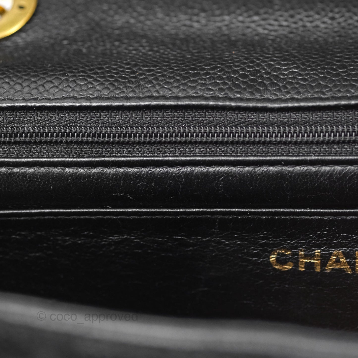 Chanel Vintage Jumbo Single Flap Black Caviar 24K Gold Hardware