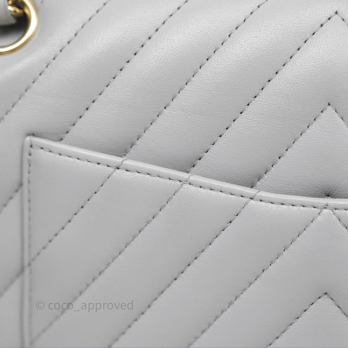 Chanel Classic M/L Medium Flap Chevron Grey Lambskin Gold Hardware