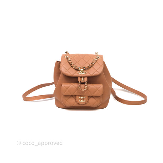 Chanel Small Duma Drawstring Backpack Camel Calfskin