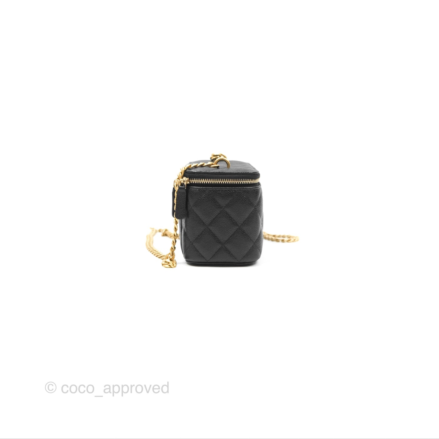 Chanel Vanity with Heart Adjustable Chain Black Caviar Aged Gold Hardware