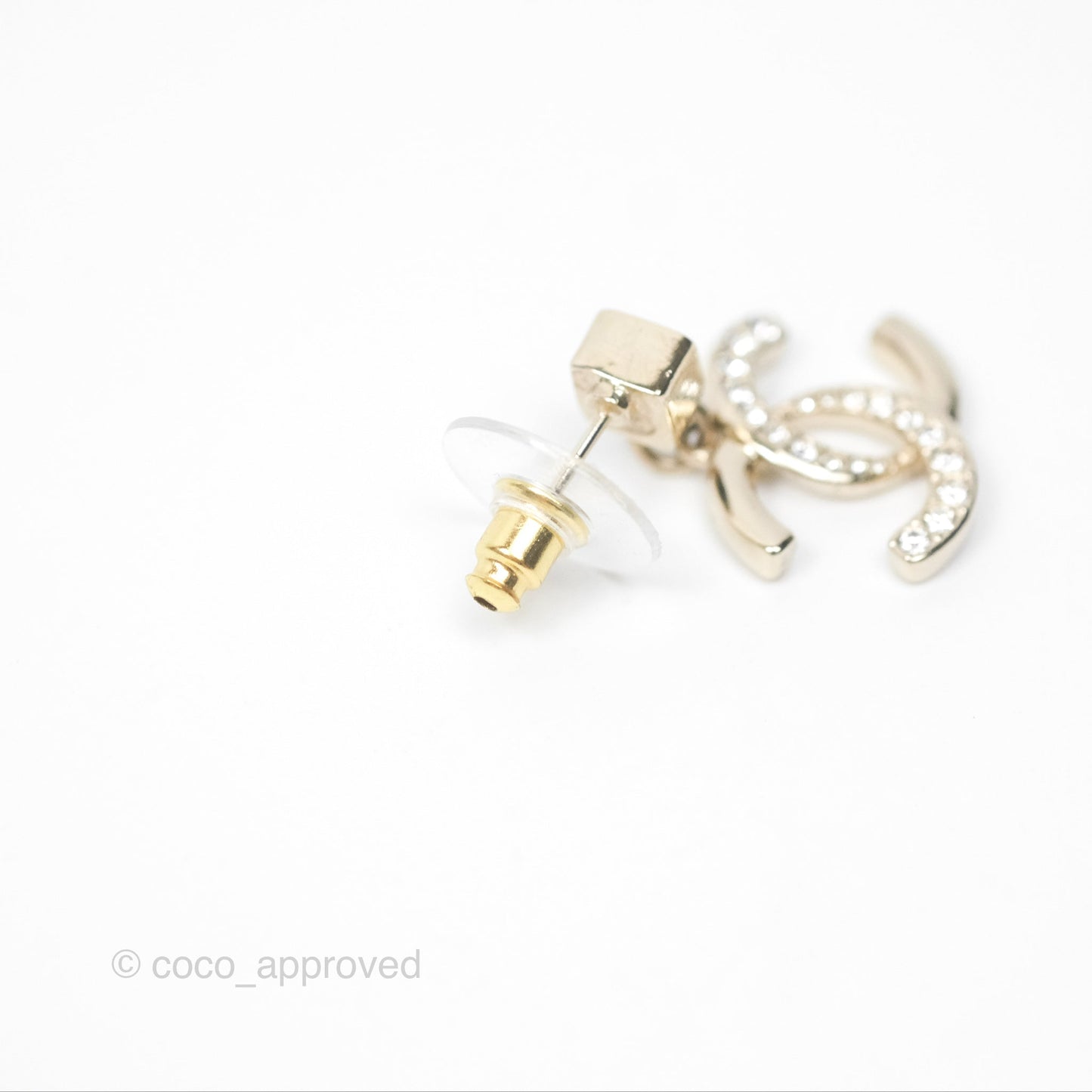 Chanel CC Crystals Drop Earrings Gold Tone 24P