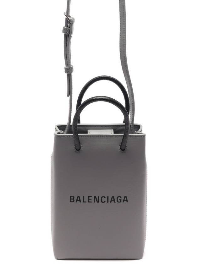 Luxury Balenciaga Logo Print Phone Holder Small Cross Bag Grey