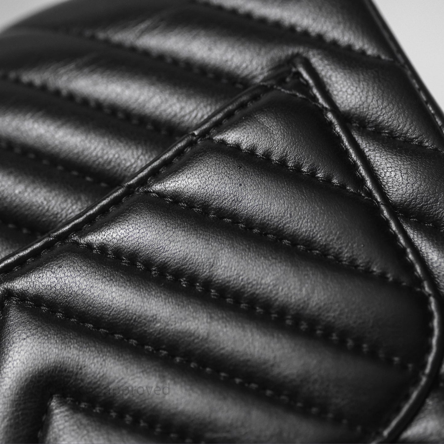 Chanel Mini Square Flap Chevron Black Lambskin Aged Gold Hardware