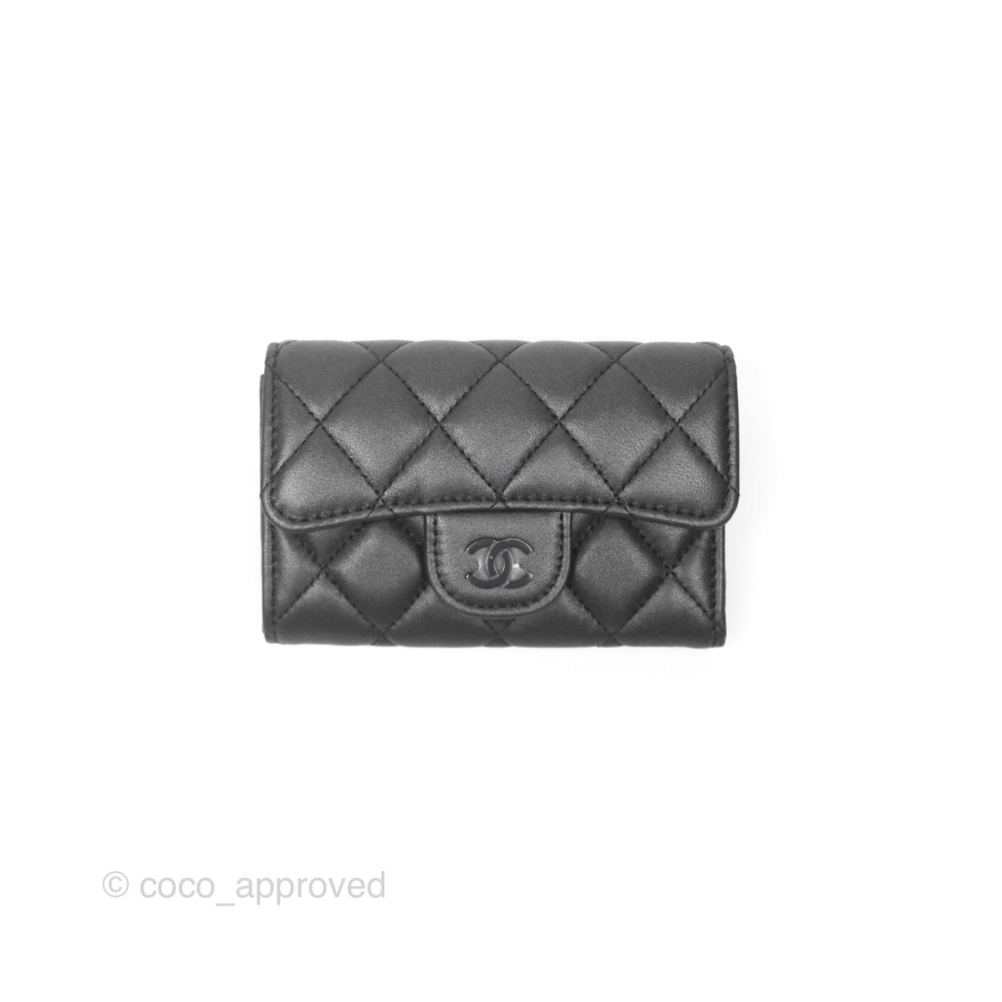 Chanel Classic Flap Card Holder Quilted Iridescent So Black