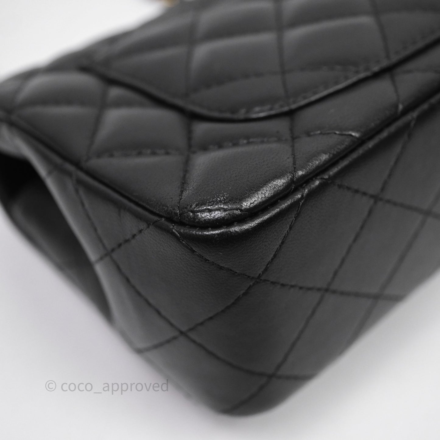 Chanel Mini Rectangular Flap Quilted Black Lambskin Gold Hardware