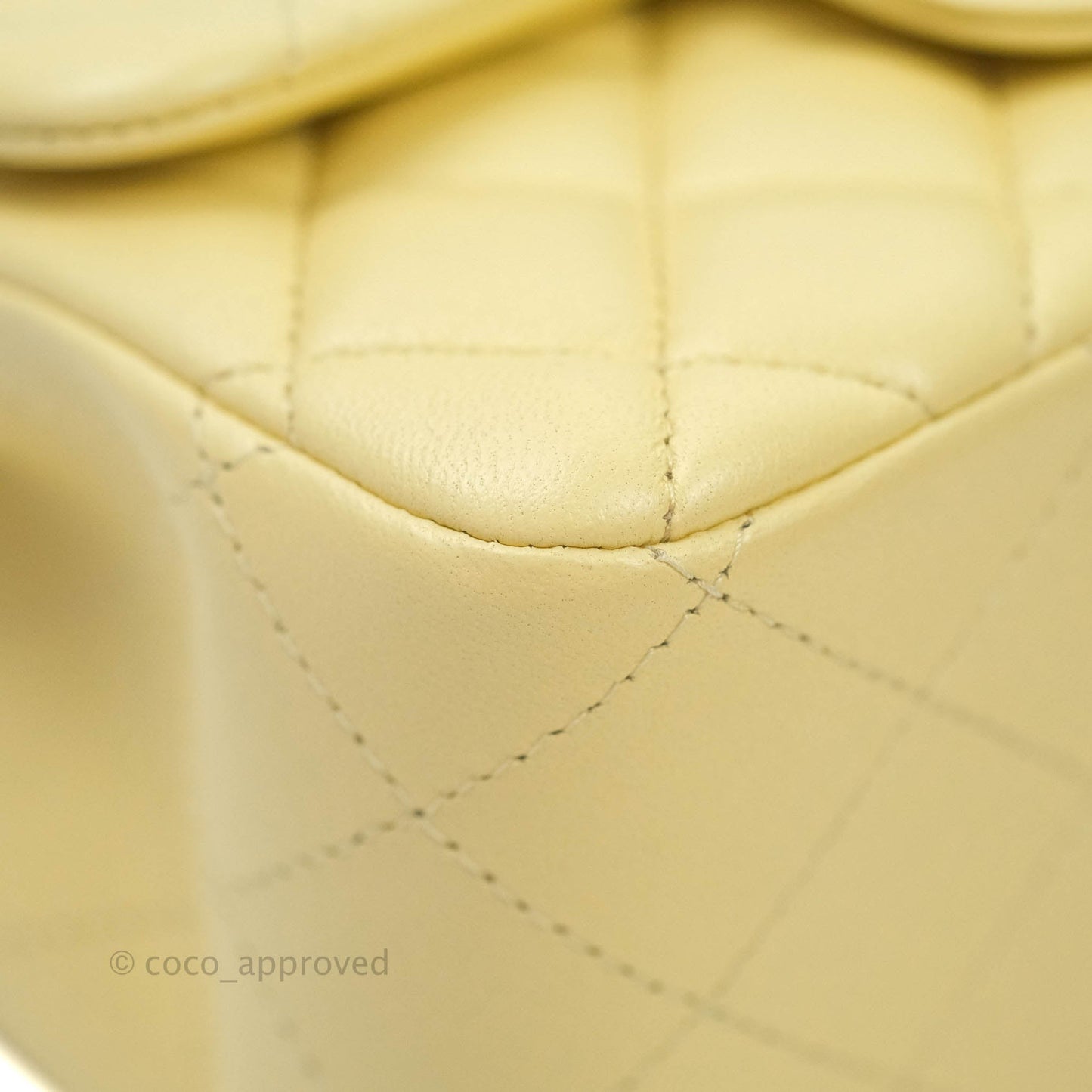 Chanel Mini Square Pale Yellow Lambskin Gold Hardware 21C