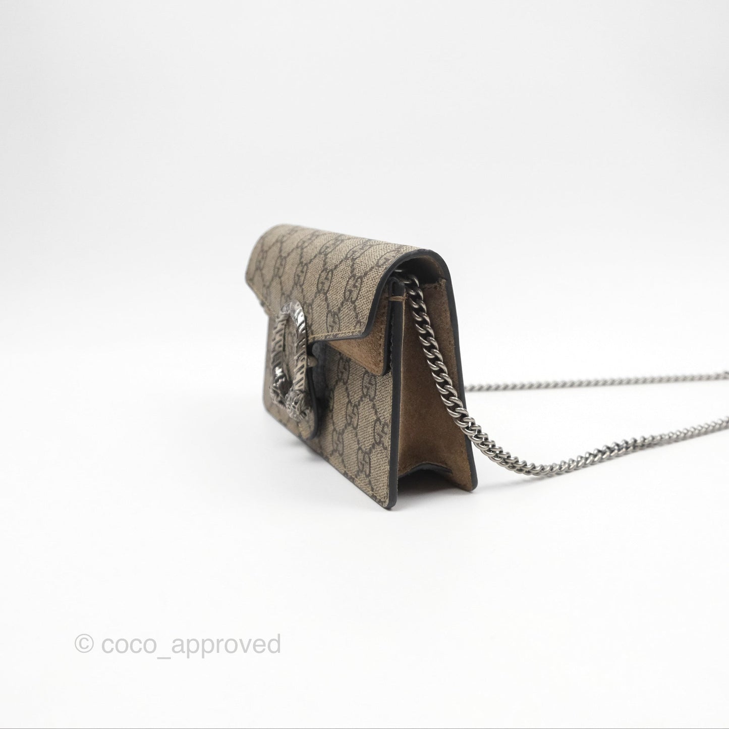 Gucci Dionysus GG Supreme Super Mini Crossbody Bag Ruthenium Hardware