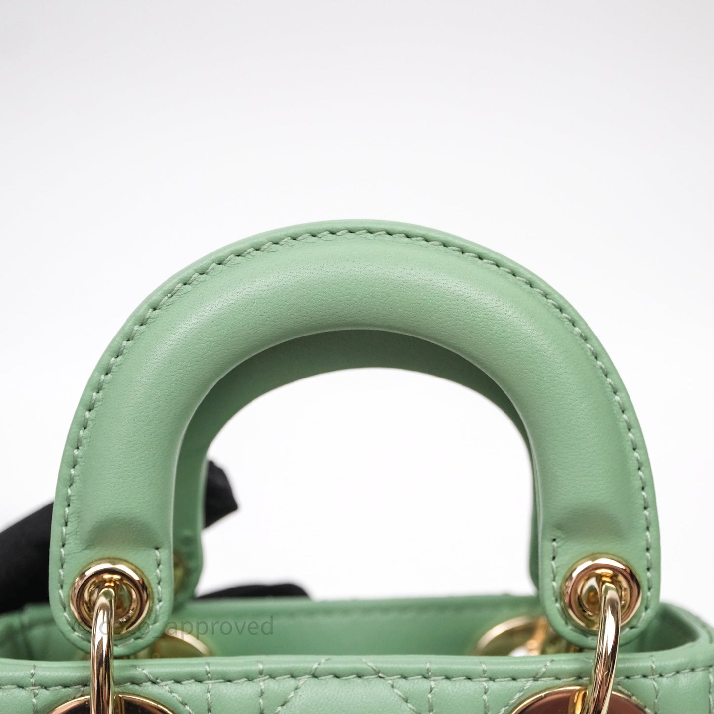 Christian Dior Micro Lady Dior Green Lambskin Cannage Gold Hardware