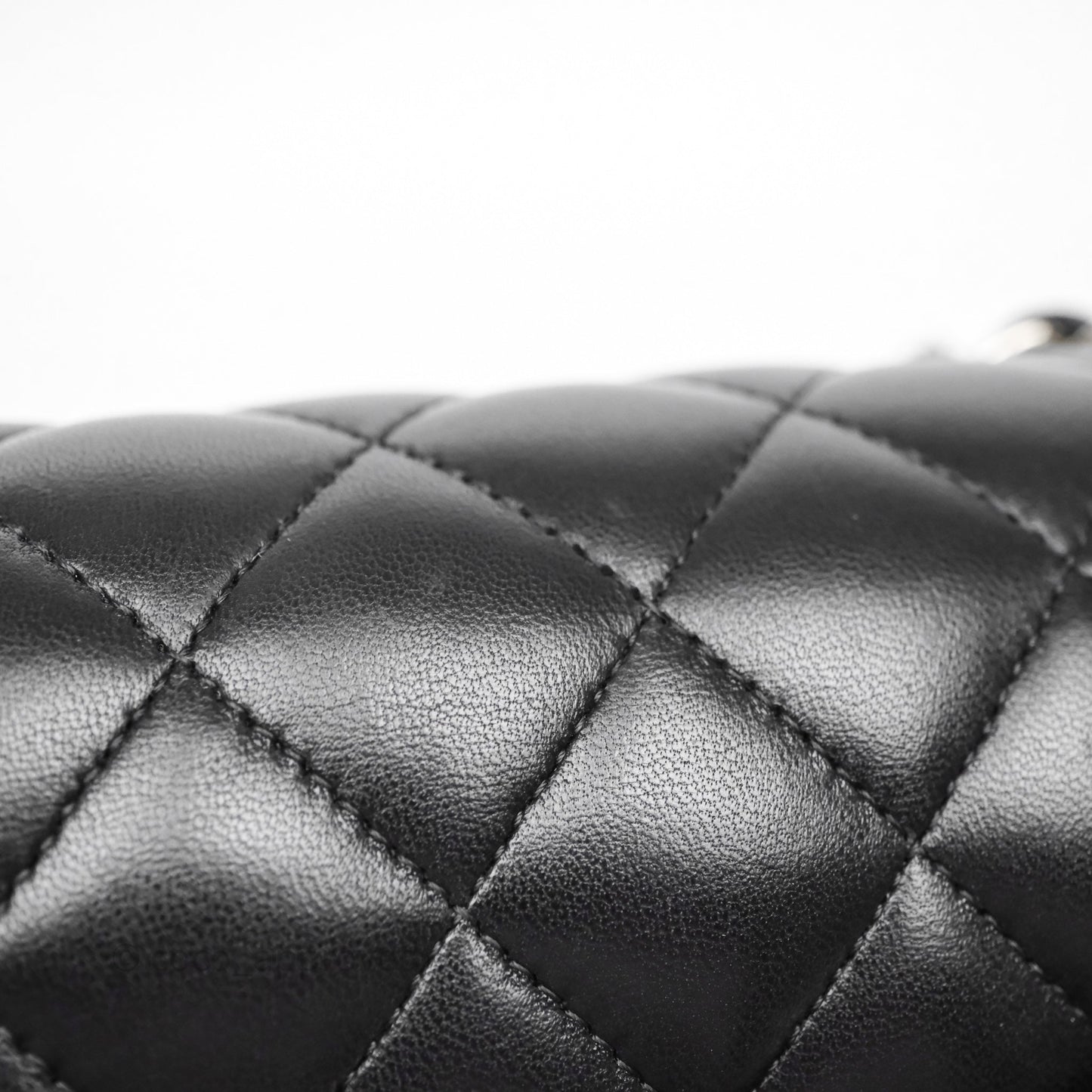 Chanel Classic M/L Medium Flap Quilted Black Lambskin Silver Hardware