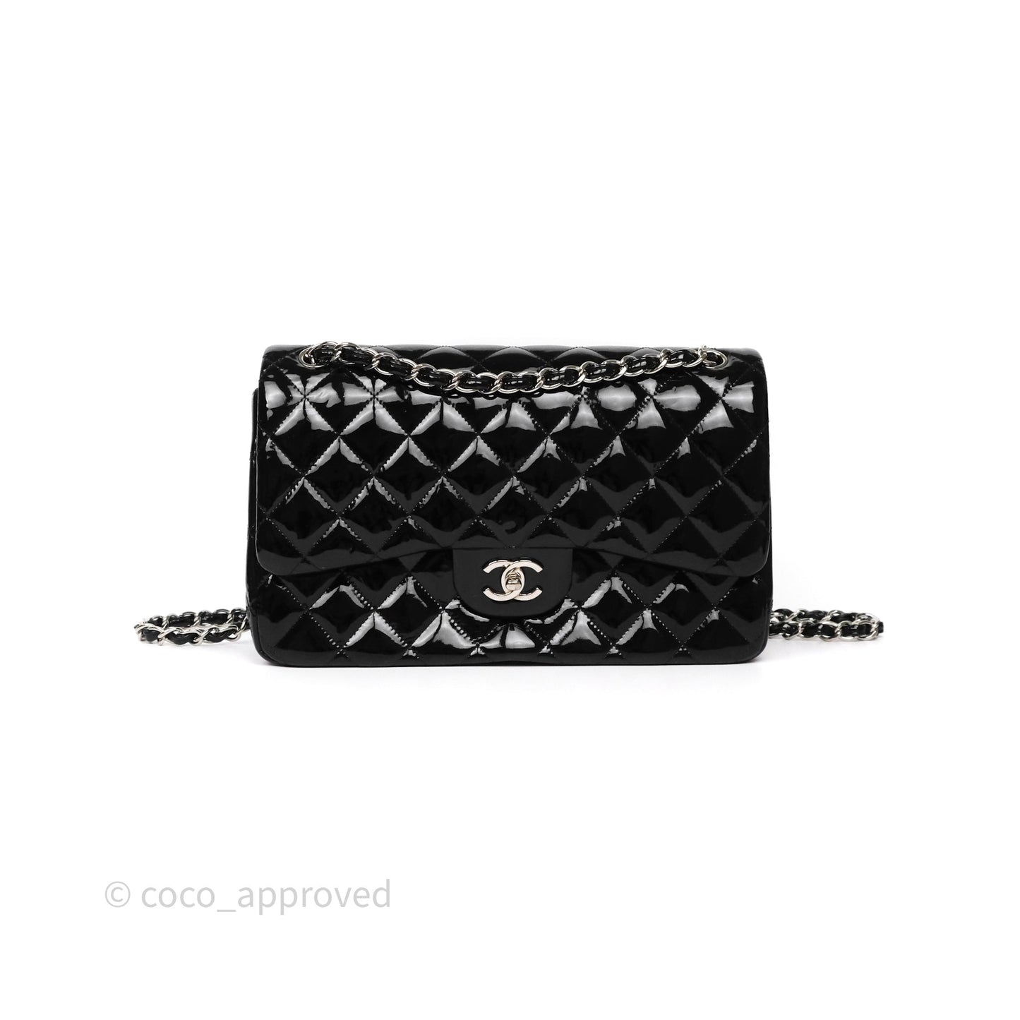 Chanel Jumbo Double Flap Black Patent Silver Hardware⁣⁣