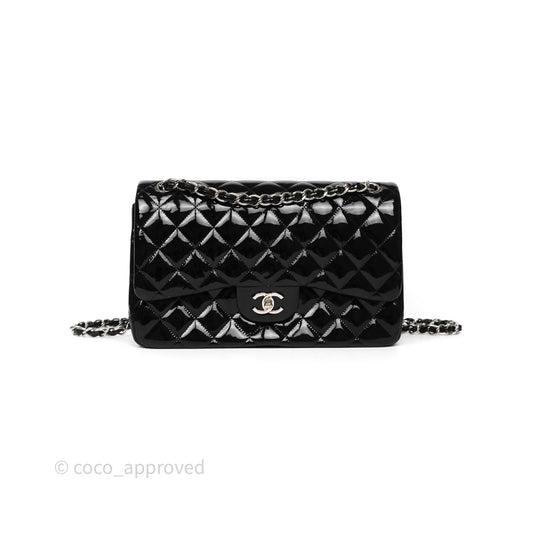 Chanel Jumbo Double Flap Black Patent Silver Hardware⁣⁣