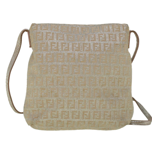 Luxury FendiZucchino Canvas Shoulder Bag Silver Pink55934