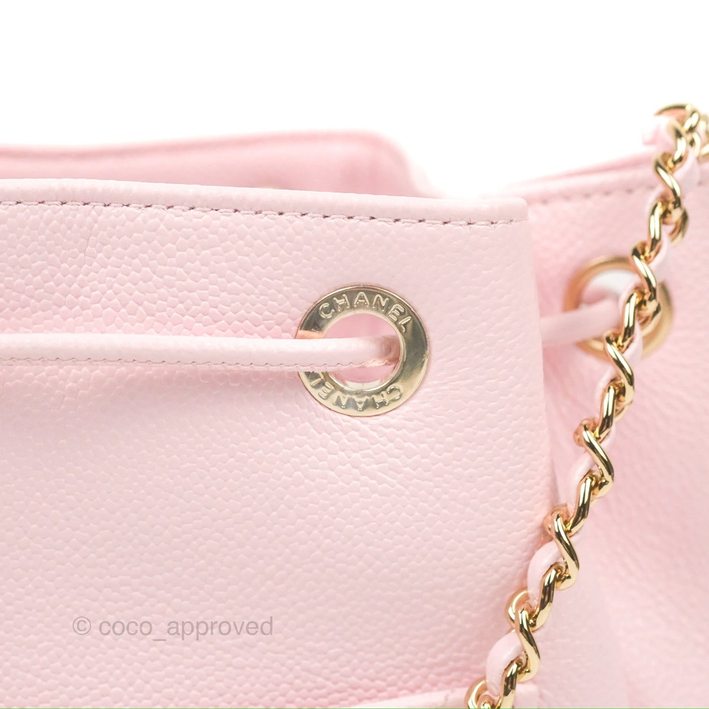 Chanel Business Affinity Drawstring Bucket Bag Light Pink Caviar Gold Hardware