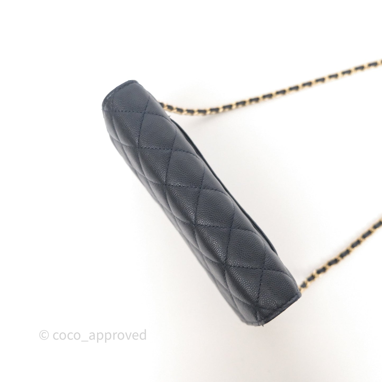 Chanel Classic Wallet On Chain WOC Quilted Navy Caviar Gold Hardware