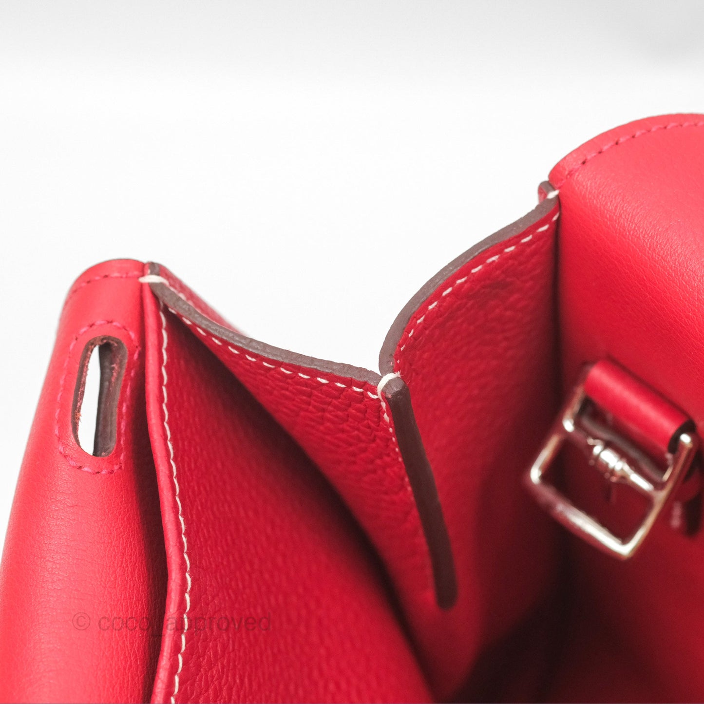 Hermès Halzan 31 Rouge Casque Clemence Palladium Hardware