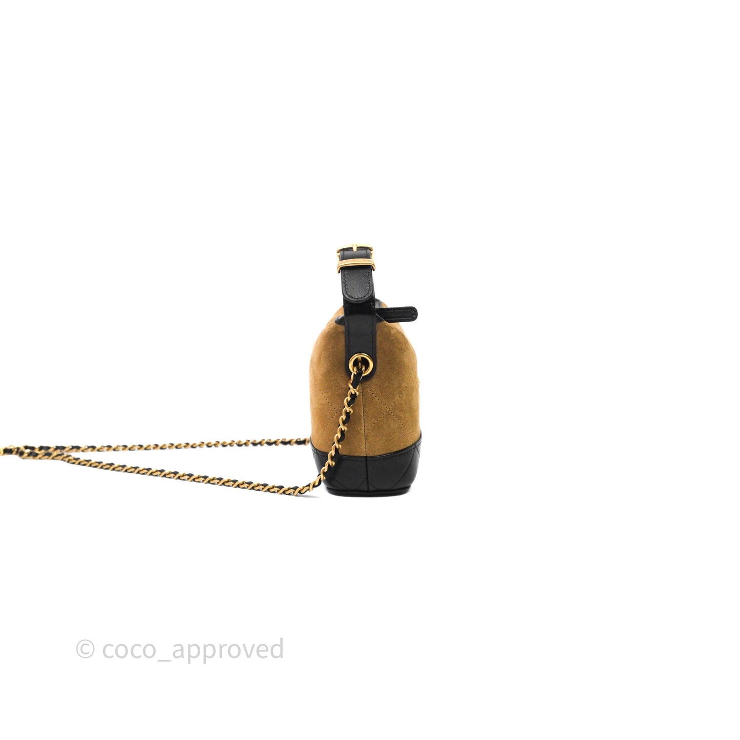 Chanel Hobo with Chain Brown Suede/ Black Calfskin Gold Hardware