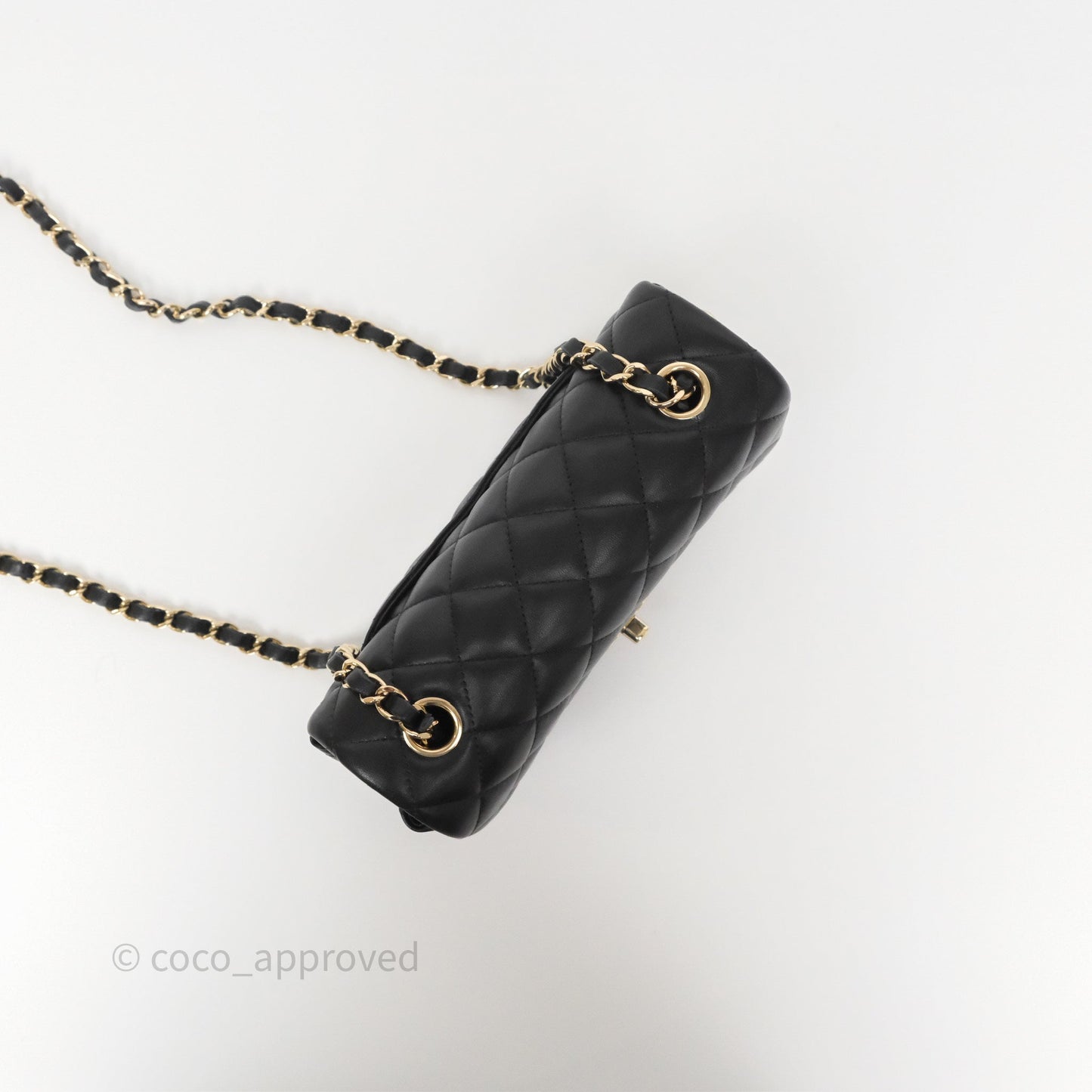 Chanel Mini Rectangular Quilted Black Lambskin Gold Hardware