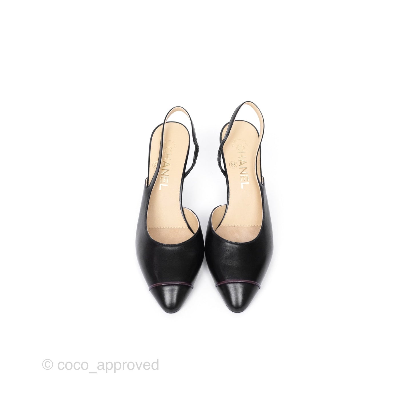 Chanel Toecap Slingback Heels Black Size 37