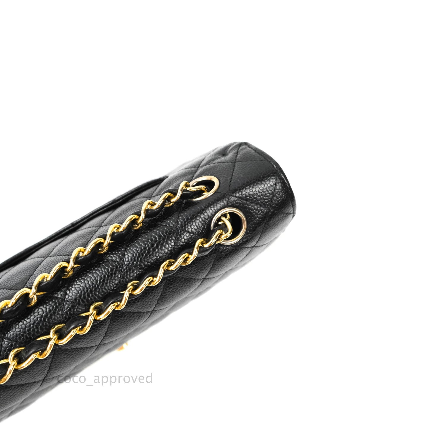 Chanel Quilted M/L Medium Double Flap Black Caviar Gold Hardware