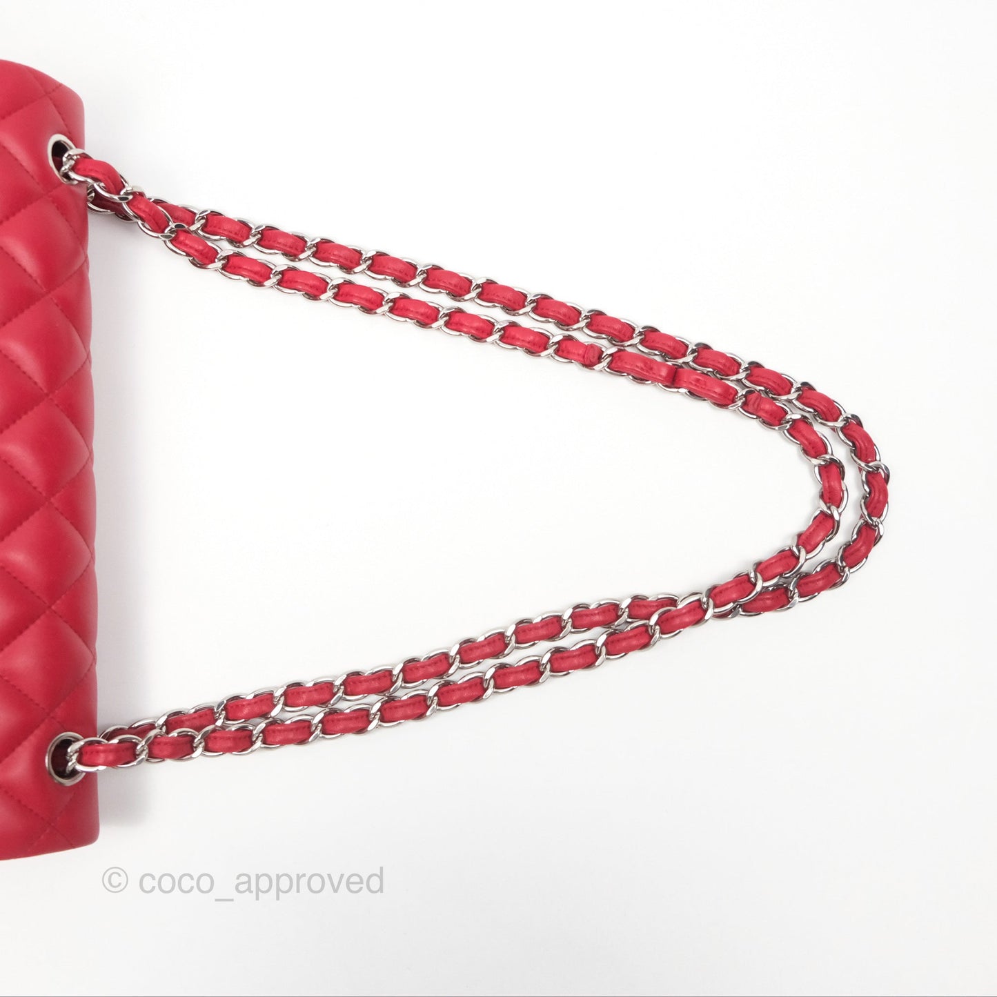 Chanel Jumbo Double Flap Red Lambskin Silver Hardware