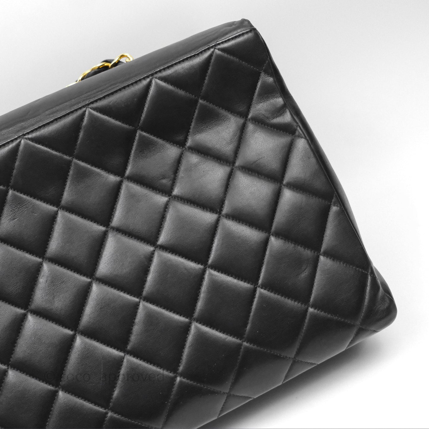 Chanel Vintage Maxi Quilted CC Flap Bag Black Lambskin Gold Hardware