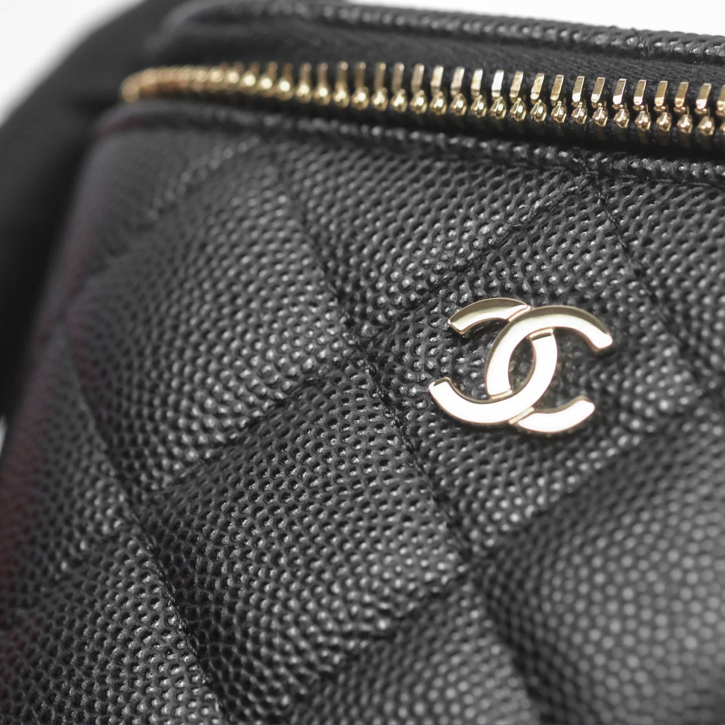 Chanel Mini Vanity With Chain Black Caviar Gold Hardware