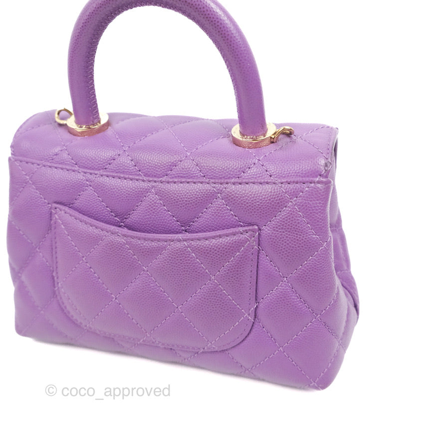 Chanel Mini Coco Handle Quilted Purple Caviar Gold Hardware
