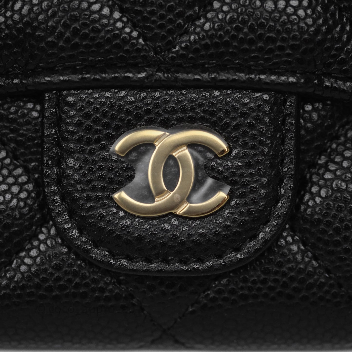 Chanel Flap Card Holder Quilted Black Caviar Gold Hardware 24A