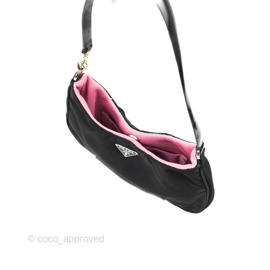 Prada Vintage Small Tessuto Hobo Bag Black Nylon