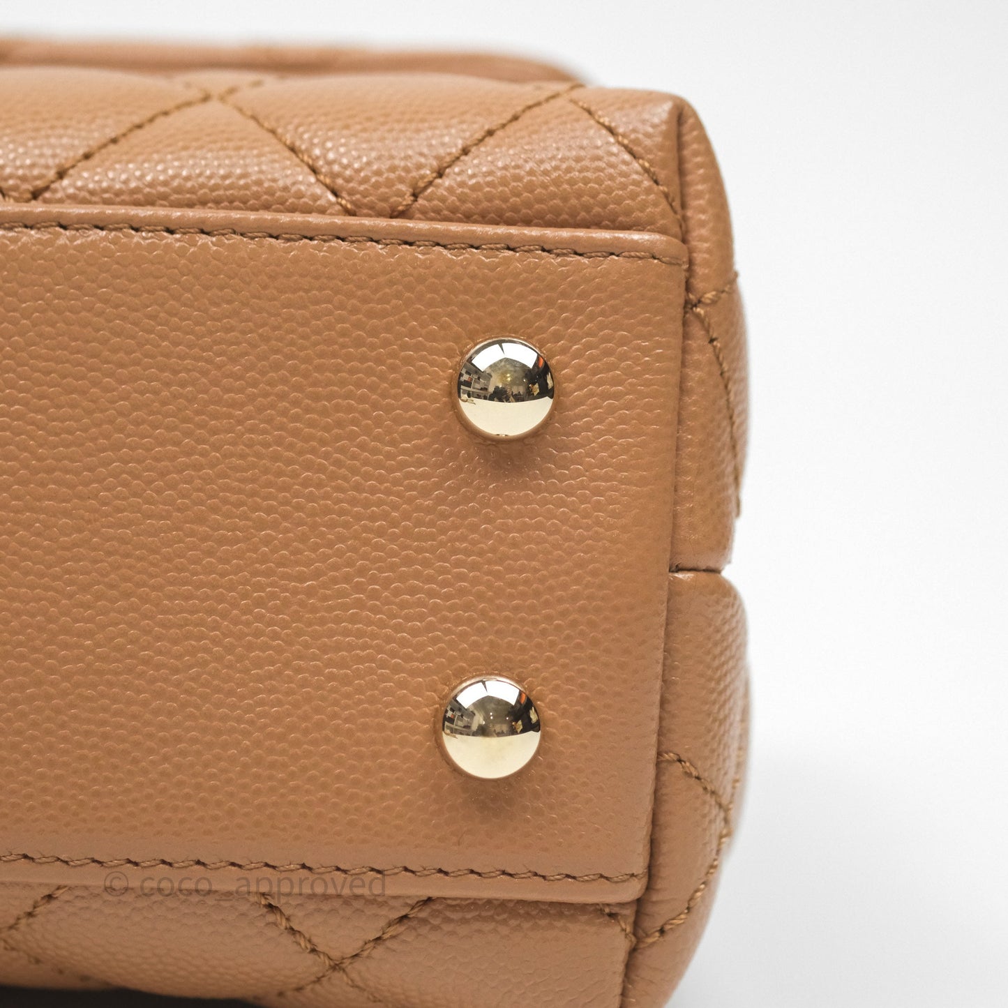 Chanel Small Coco Handle Dark Beige Caramel Caviar Gold Hardware