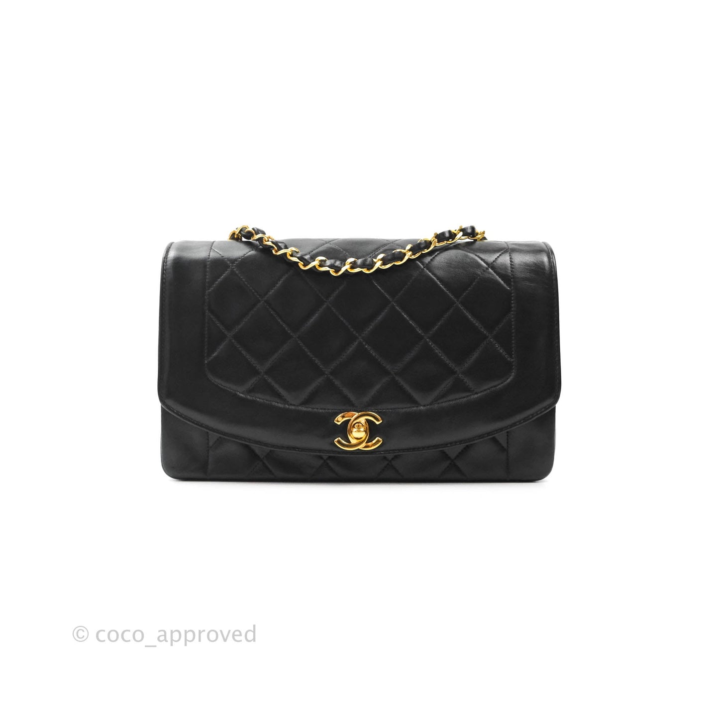 Chanel Black Quilted Lambskin Medium Vintage Classic Diana Flap Bag