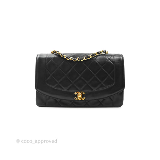 Chanel Black Quilted Lambskin Medium Vintage Classic Diana Flap Bag