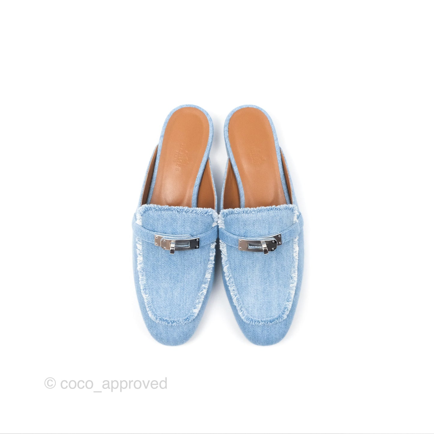 Hermès Oz Mule Denim Bleu Clair Palladium Hardware Size 37C