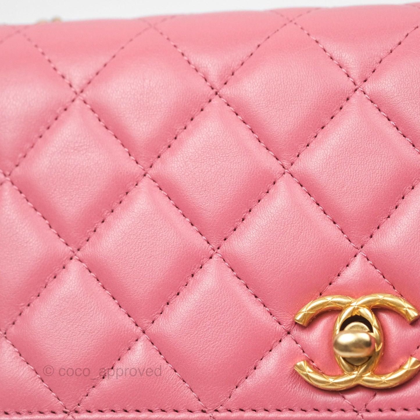 Chanel All Slide Wallet on Chain WOC Adjustable Chain Quilted Pink Lambskin