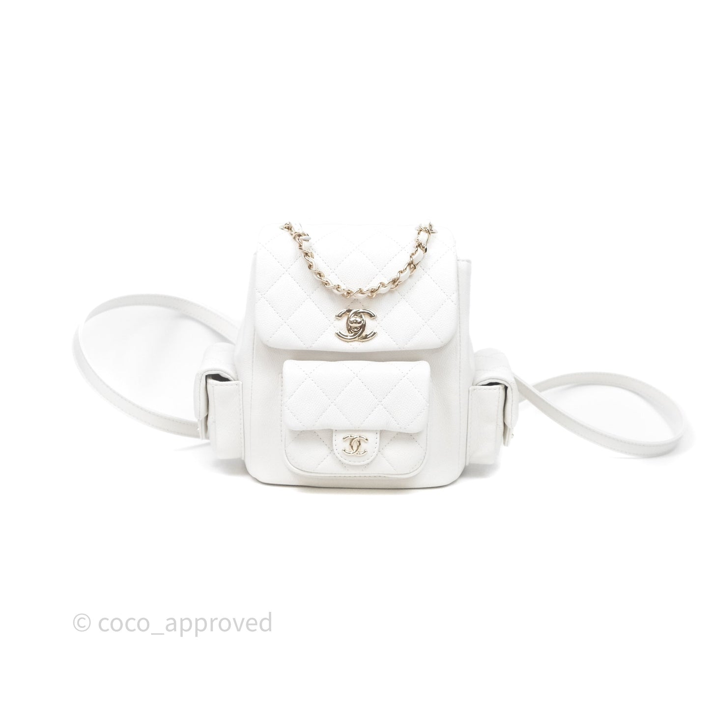 Chanel Small Duma Backpack Caviar White Gold Hardware