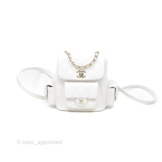Chanel Small Duma Backpack Caviar White Gold Hardware