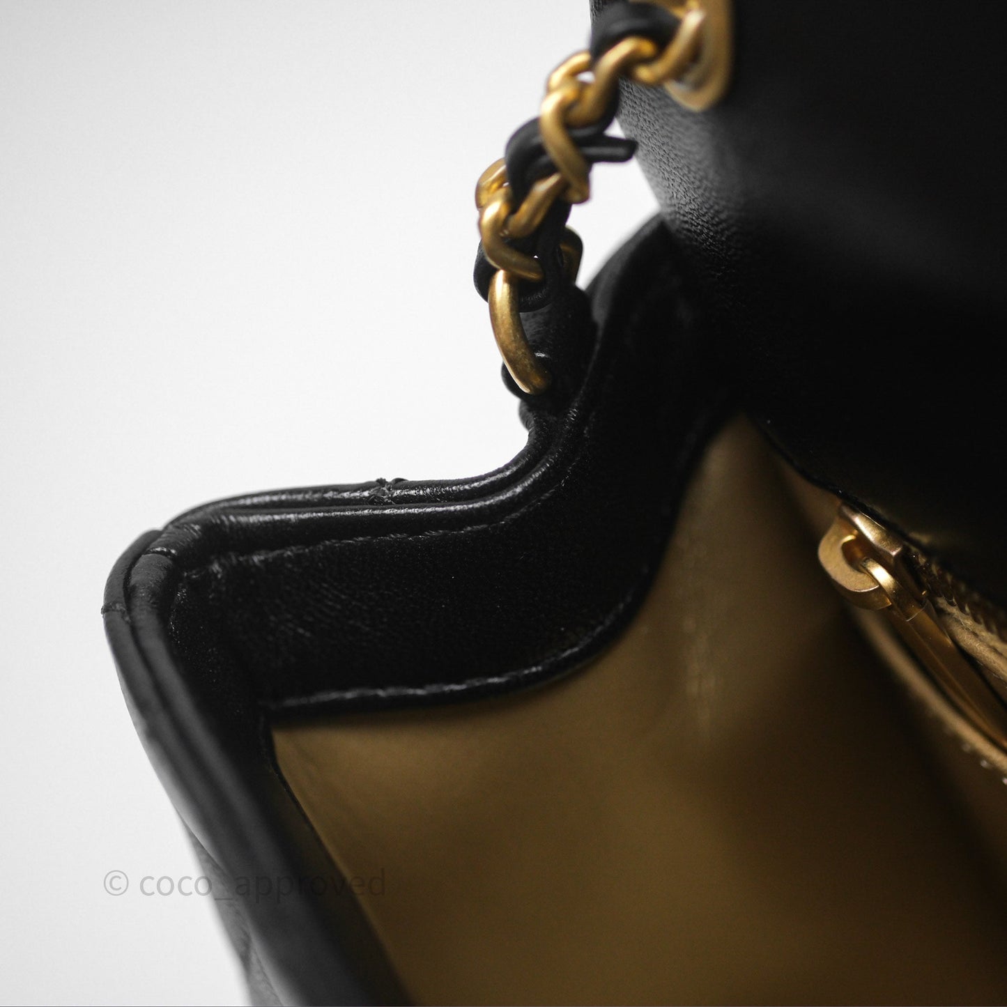 Chanel Pearl Crush Mini Square Quilted Black Lambskin Aged Gold Hardware