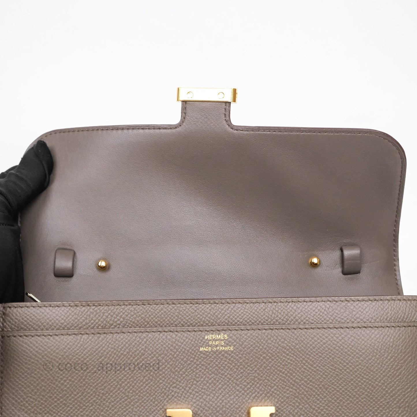 Hermès Constance To Go Wallet Gris Etain 8F Epsom Gold hardware