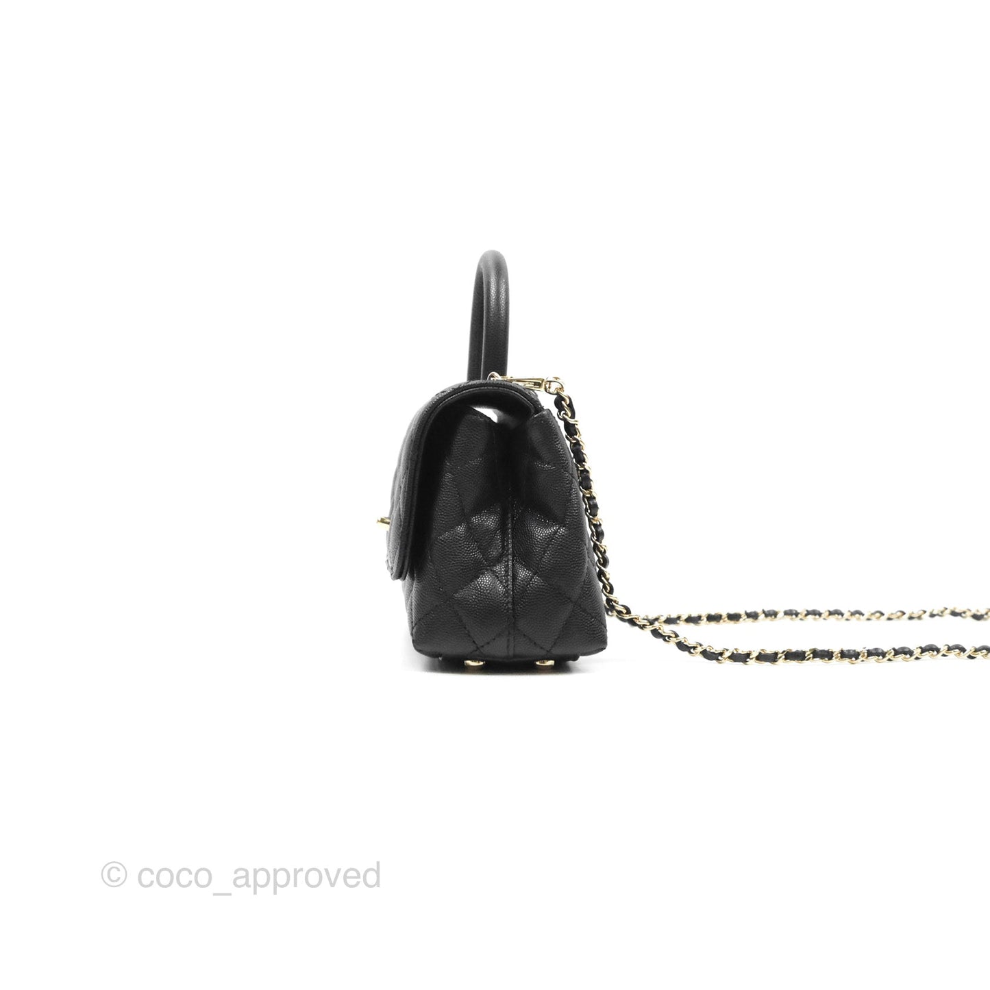 Chanel Mini Coco Handle Quilted Black Caviar Gold Hardware