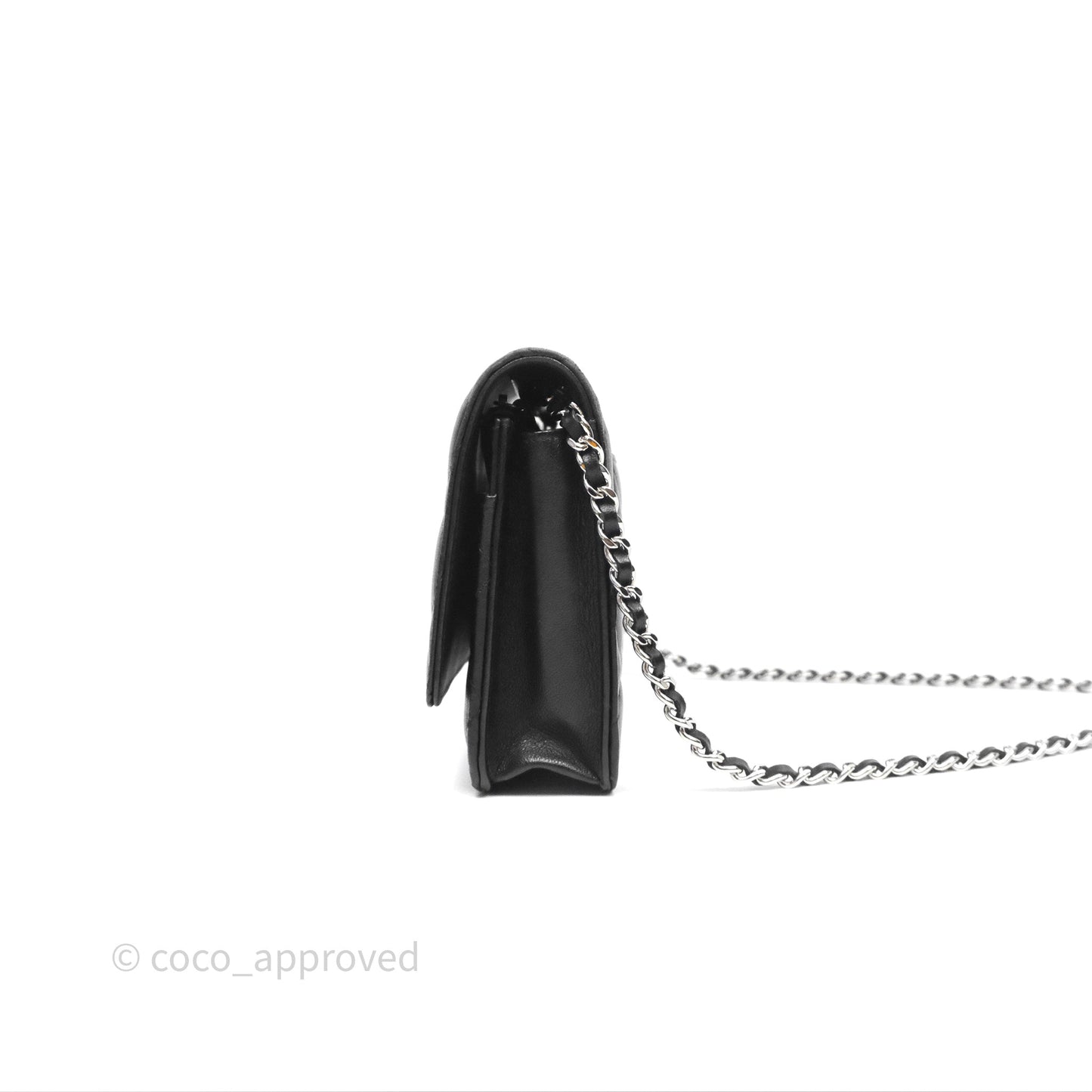 Chanel Quilted WOC Black Lambskin Silver Hardware