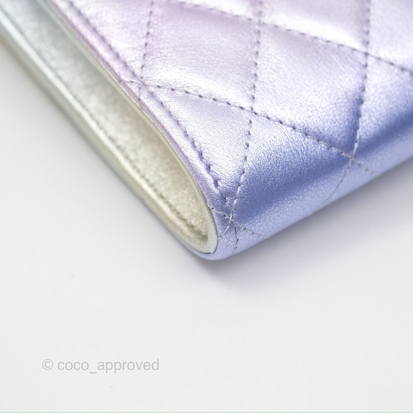 Chanel Classic Quilted Phone Holder Iridescent Rainbow Calfskin