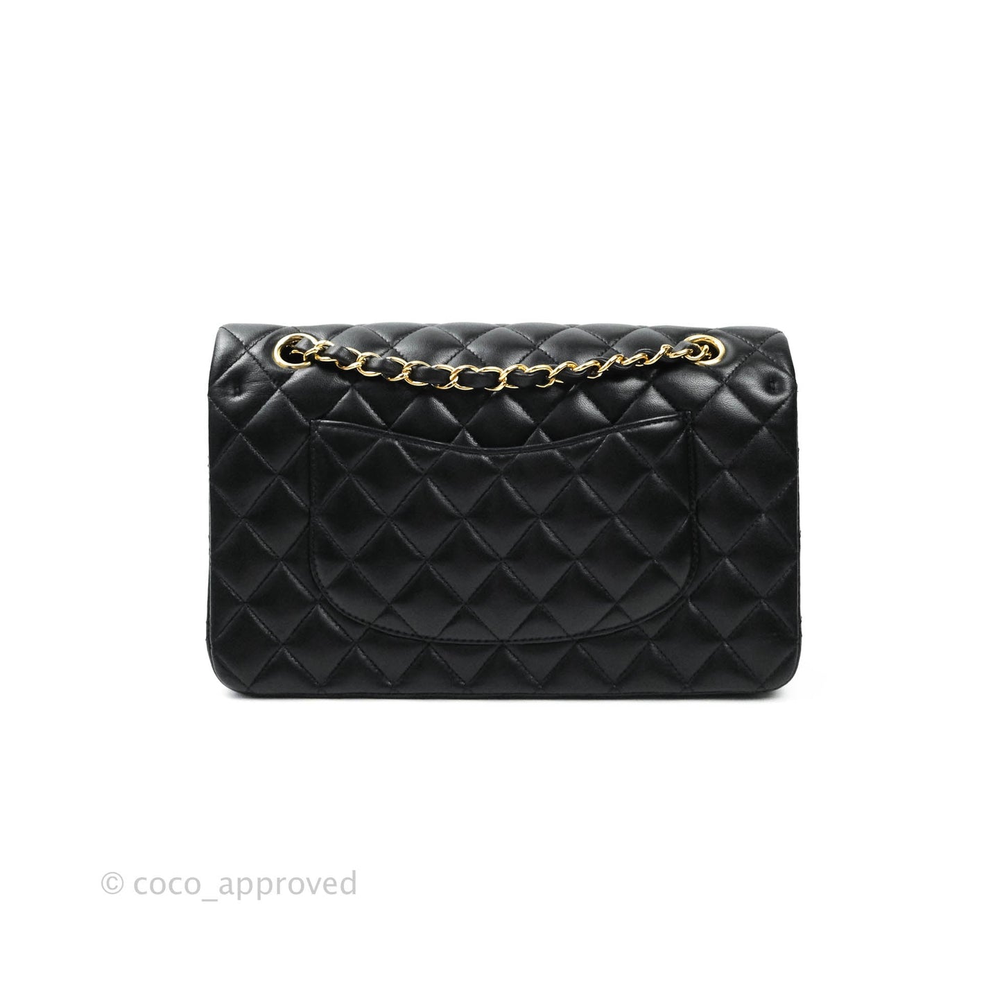 Chanel Classic M/L Medium Double Flap Black Lambskin Gold Hardware