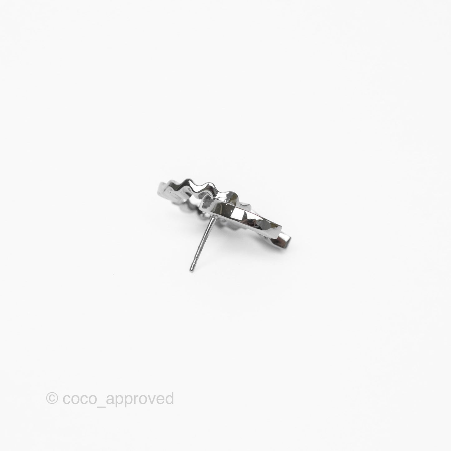 Chanel CC Half Crystal Earrings Silver Tone 21A