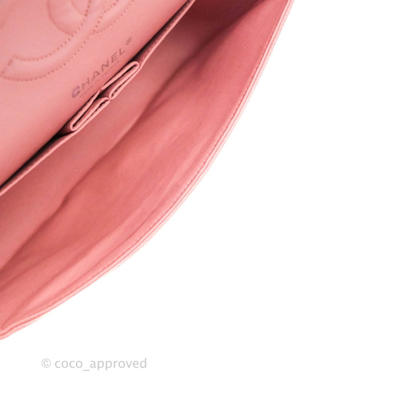 Chanel Quilted M/L Medium Double Flap Pink Caviar Silver Hardware