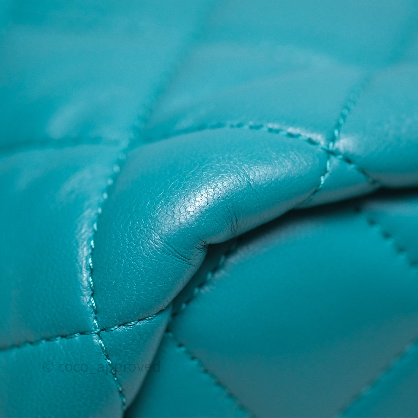 Chanel Pearl CC Drawstring Bucket Bag Teal Green Lambskin Gold Hardware