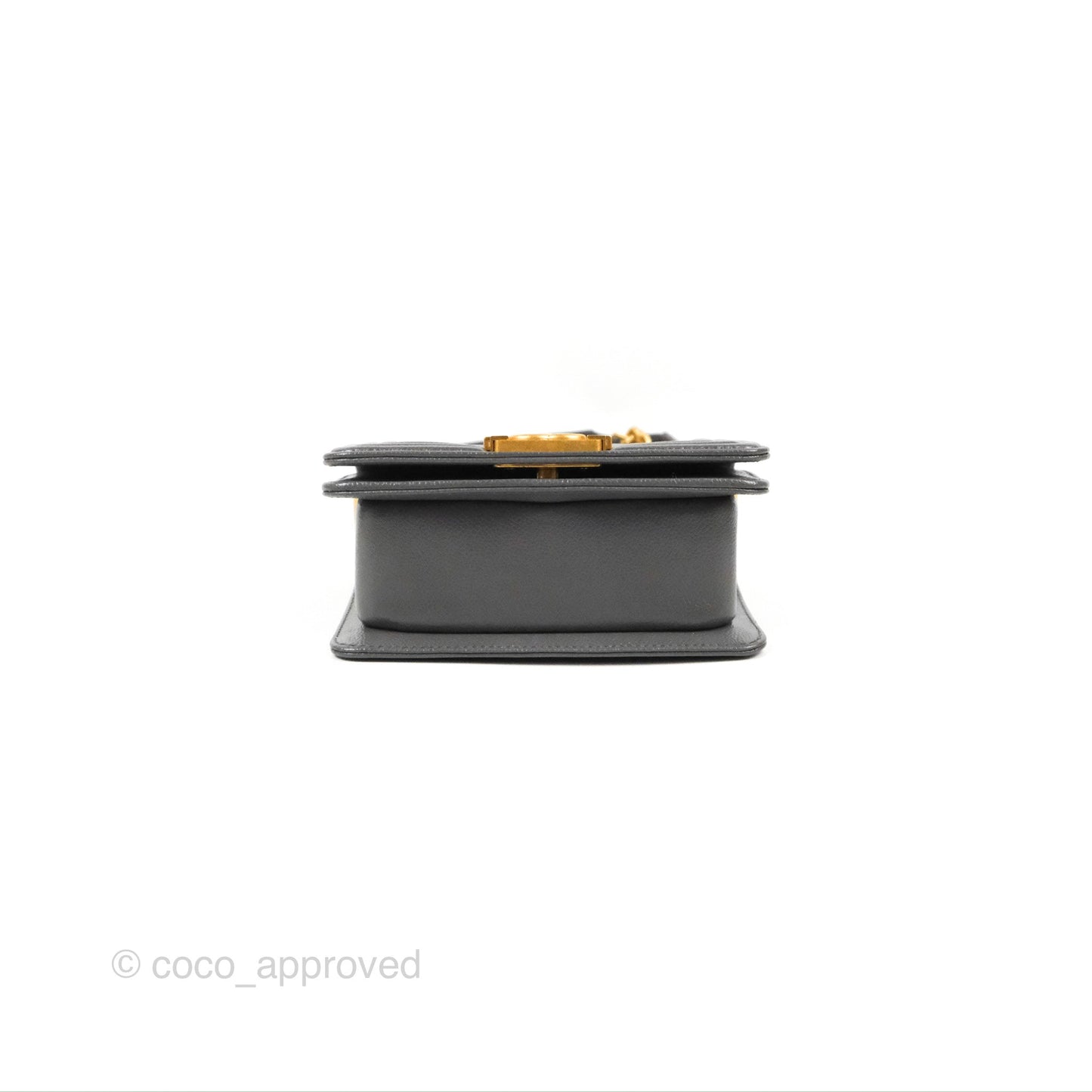 Chanel Mini Boy Dark Grey Caviar Aged Gold Hardware