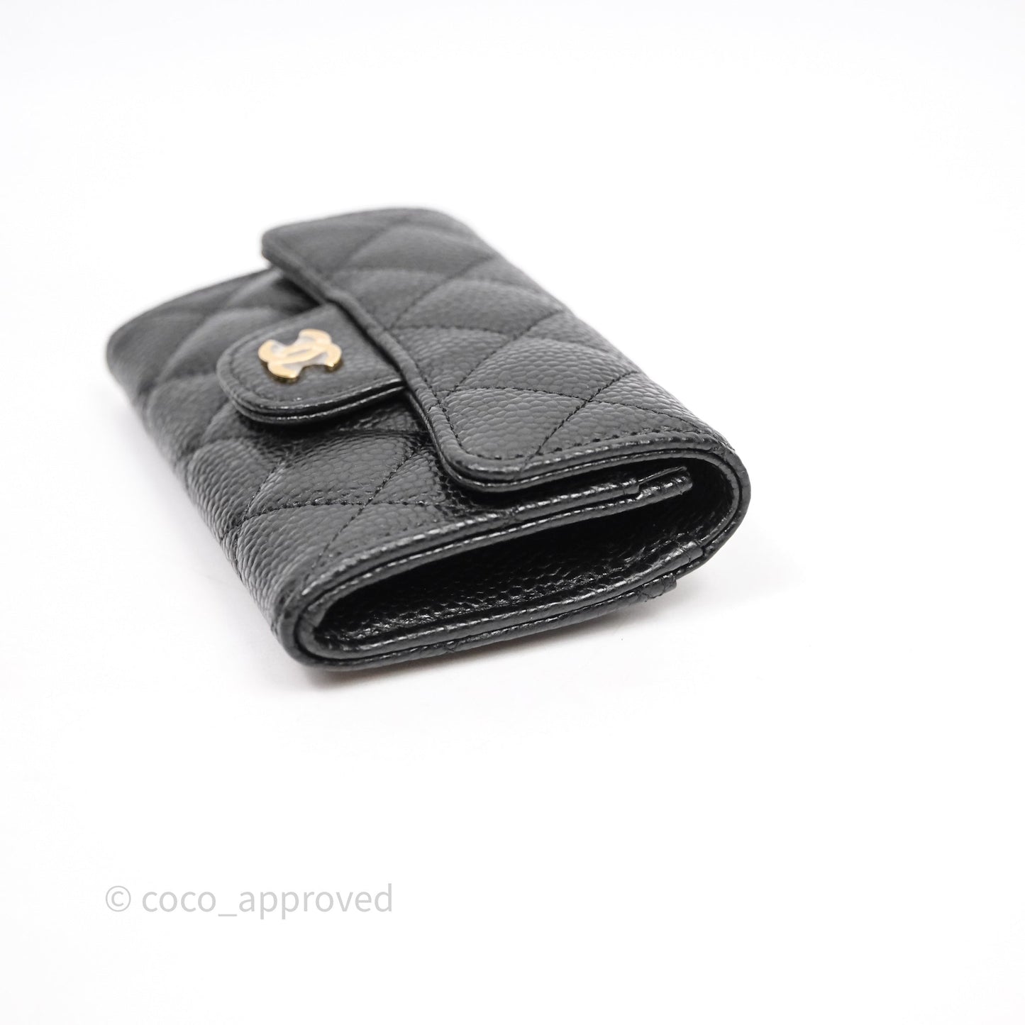 Chanel Quilted Flap Card Holder Caviar Black Gold Hardware