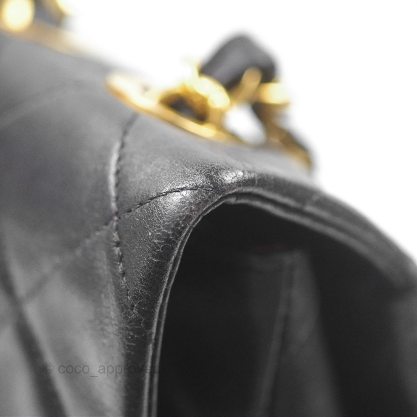 Chanel Vintage Maxi Single Flap Black Lambskin 24K Gold Hardware