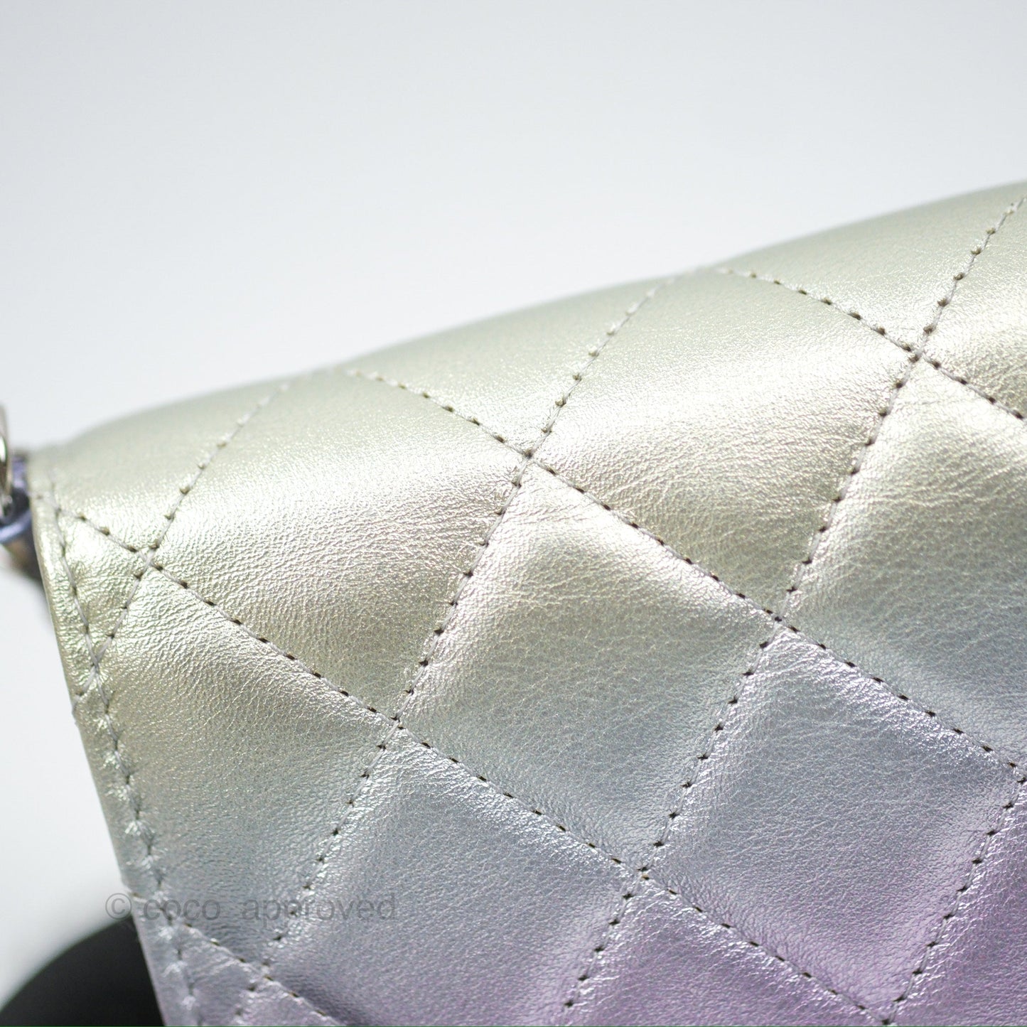 Chanel Classic Quilted Wallet on Chain WOC Iridescent Rainbow Calfskin 21K