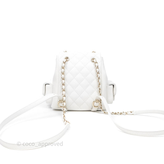 Chanel Small Duma Backpack Caviar White Gold Hardware